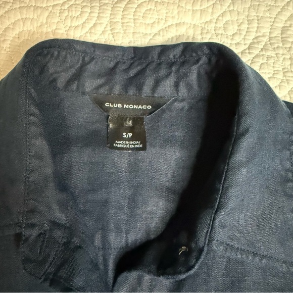 Club Monaco Navy 100% Linen Button Down Shirt - Picture 11 of 11